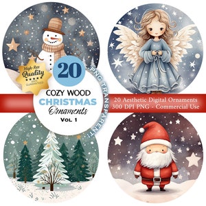 20 boules de Noël, décoration ronde pour sapin de Noël, sublimation PNG, ensemble de Noël imprimable, dessins d'ornements, PNG, téléchargement numérique