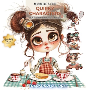 Quirky and Whimsical Girl Clipart Bundle, Quirky Girls, Digital Download, Commercial Use, Junk Journal, Paper Craft, trending clipart, PNG