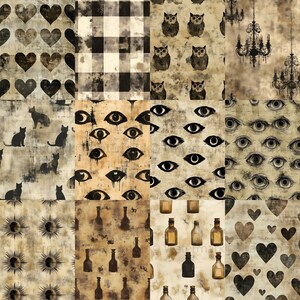 Vintage Halloween Digital Paper: Skull Damask, Seamless Textures ...