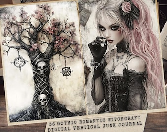 Diario de brujas góticas: Páginas de scrapbooking en negro y rosa (descarga digital)