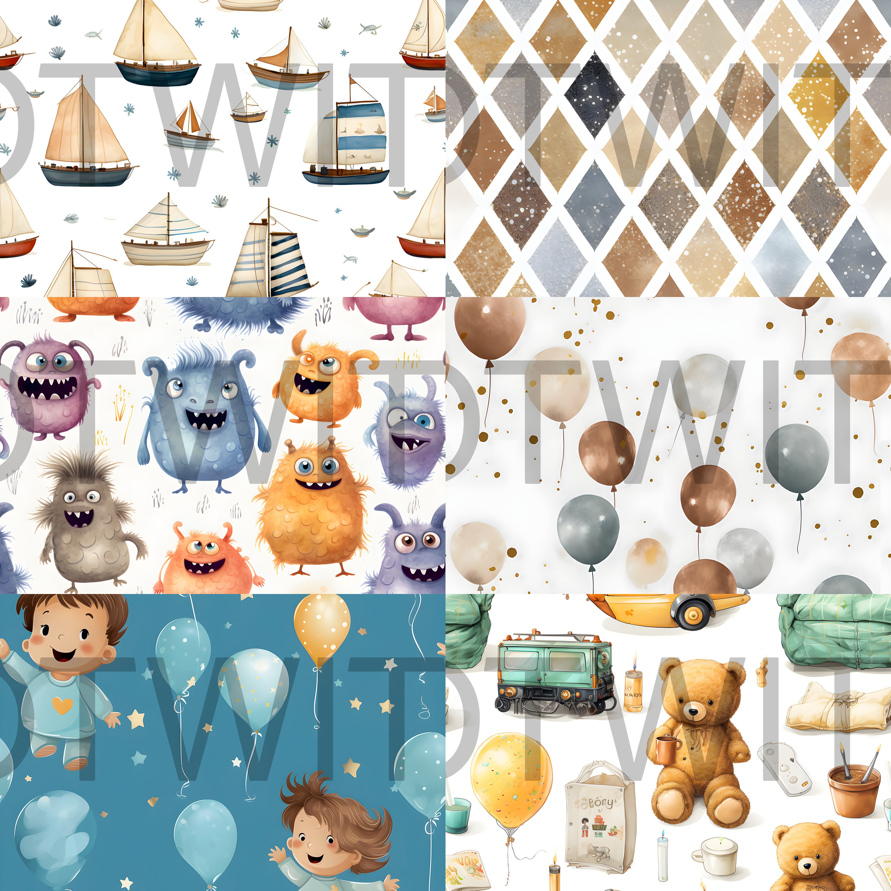 20 Baby Boy Nursery Room Printable Paper Seamless Pattern - Etsy