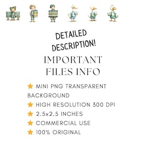May include: A collection of watercolour illustrations featuring children and ducks. The image includes text that reads "DETAILED DESCRIPTION! IMPORTANT FILES INFO" and details about the image, including "2.5x2.5 INCHES".