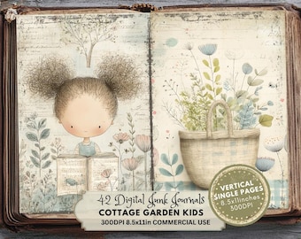 Cottage Garden Junk Journal Kit: Floral Meadow Ephemera Printable Pages (Digital Download)