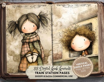 Train Station Junk Journal Pages: Vintage Travel Ephemera (Digital Download)