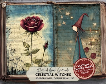 Celestial Witch Junk Journal Kit: Moon & Stars Ephemera (Digital Download)
