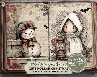 Christmas Ephemera: Horror Christmas Card Pack (Digital Download, Full Letter Size)