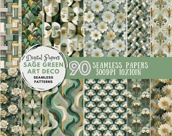 Art Deco Seamless Papers, Digital Paper Patterns, Printable Backgrounds for Craft Projects (Digital Download)