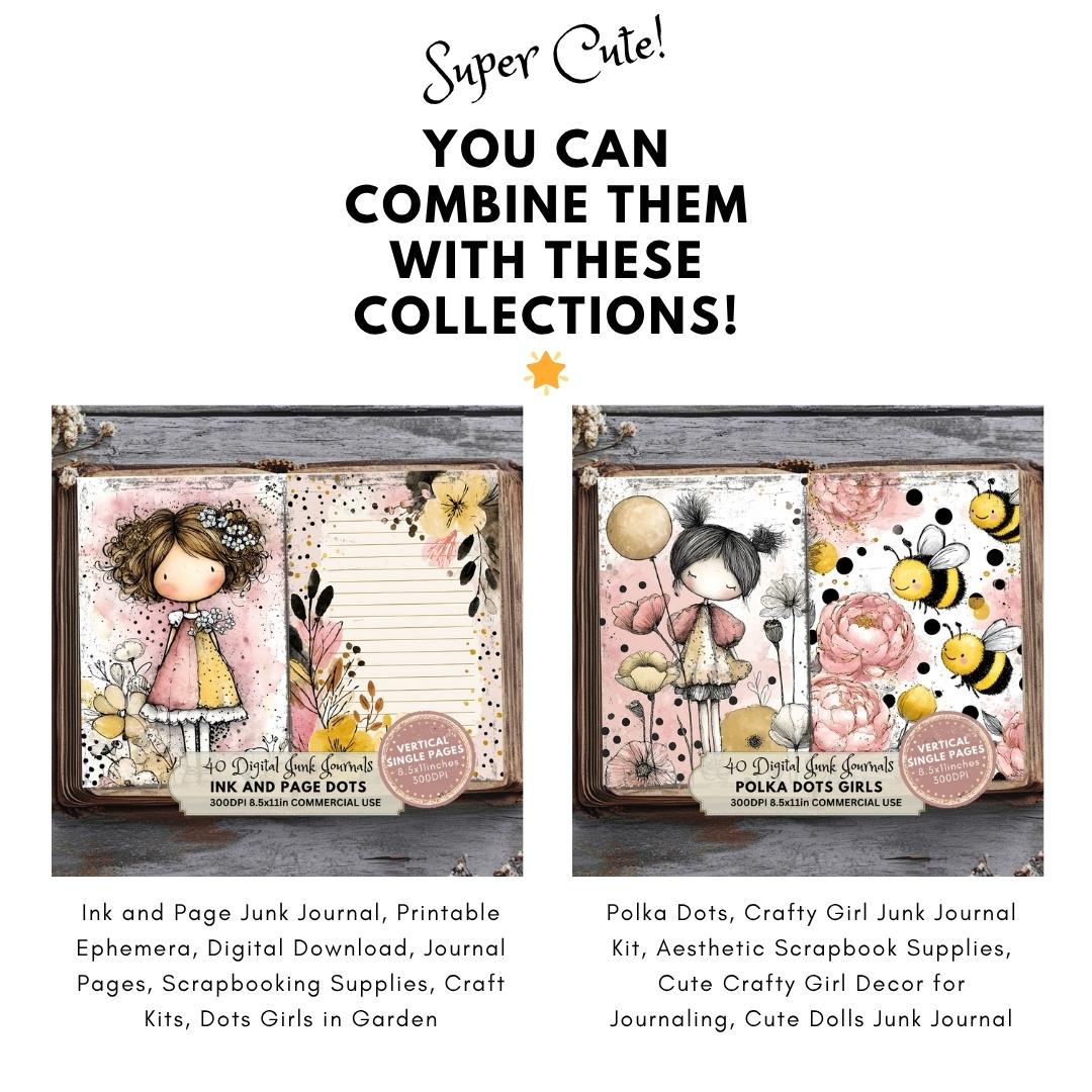 Pink Polka Dot Junk Journal Kit: Printable Scrapbook Ephemera Pages ...