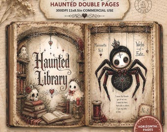 Horror Journal Pages, Haunted Library Landscape Kit, Spooky Dark Academia Papers, Gothic Halloween Ephemera