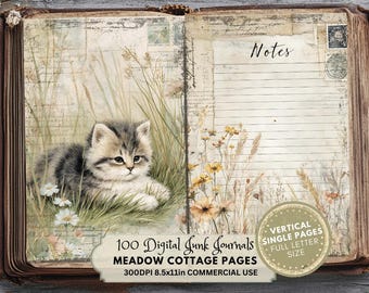 Meadow Junk Journal: Cottagecore Art Pages (Digital Download, Full Letter Size)