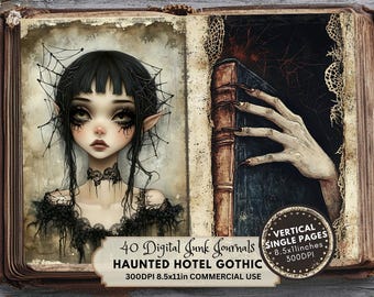 Gothic Junk Journal Pages, Haunted Hotel Ephemera (Digital Download