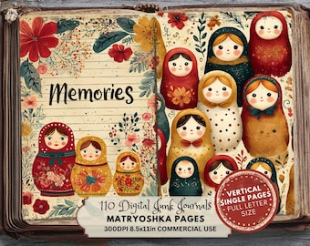 Matryoshka Junk Journal: Russian Nesting Doll Printable Ephemera (Digital Download, Letter Size)