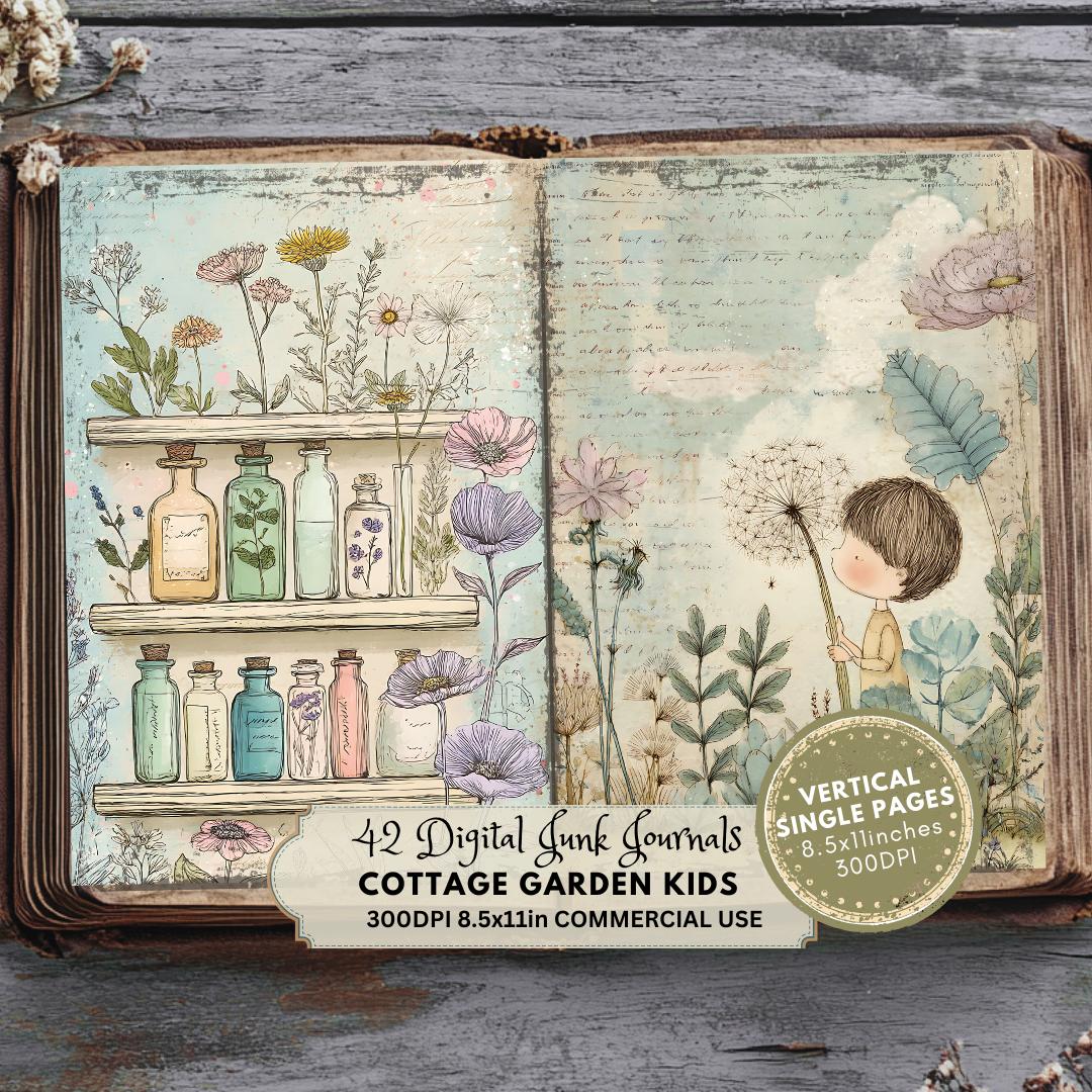 Cottage Garden Junk Journal Kit: Floral Meadow Ephemera Printable Pages ...