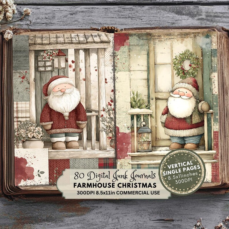 Farm Christmas Junk Journal Kit: Vintage Farmhouse Ephemera in Holiday ...