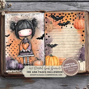 Witchy Junk Journal Kit, Printable Ephemera, Scrapbook Pages, Digital Download, Witchcraft Journal Supplies, Ink and Pages Halloween