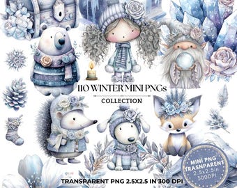 Winter Clipart: Holiday Blue Christmas PNG Clip art (Digital Download, 2.5x2.5 in)