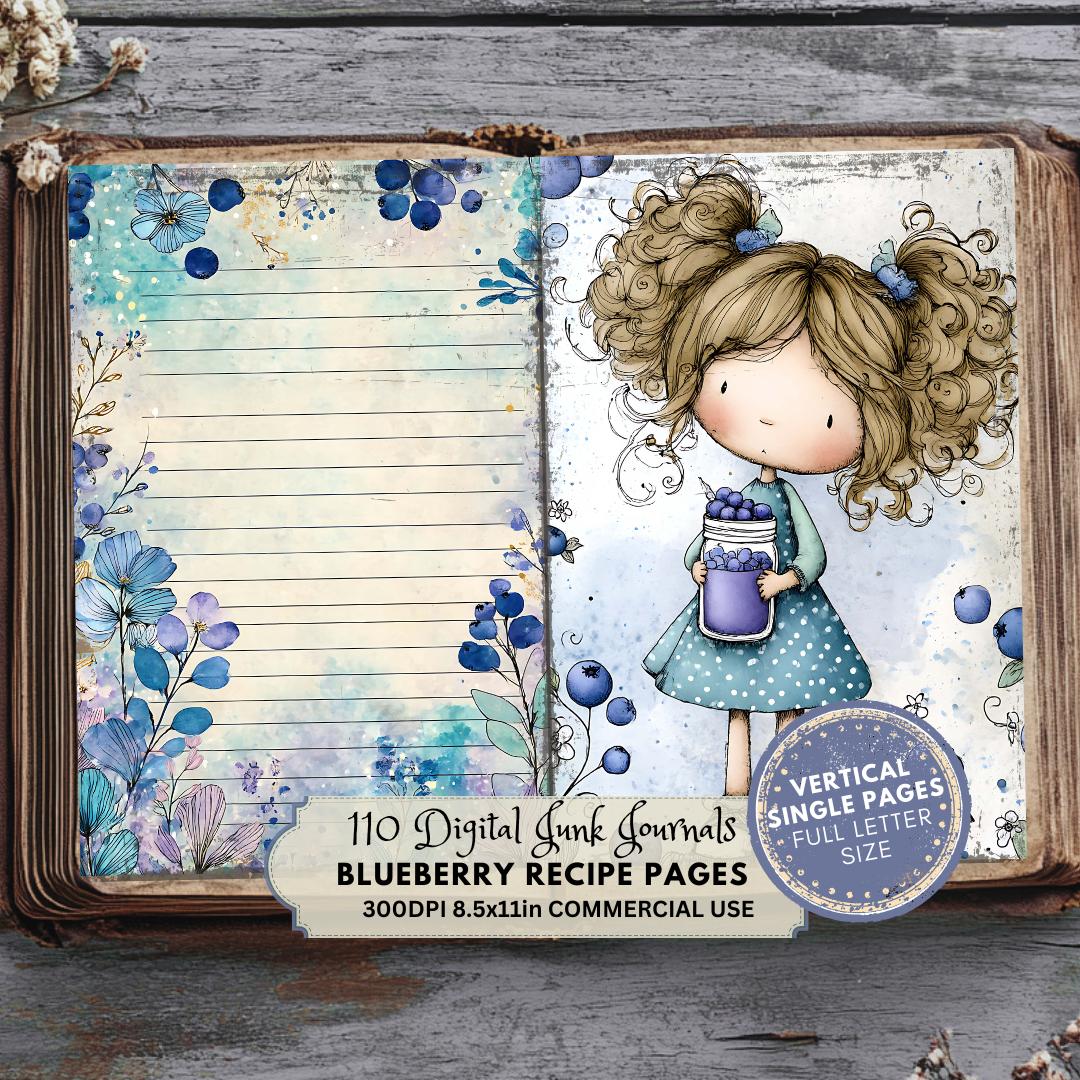 Blueberry Junk Journal Pages: Berries Recipe Ephemera (digital Download ...