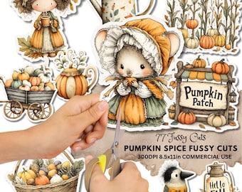 Pumpkin Spice Fussy Cuts: Autumn Ephemera Stickers (Digital Download)