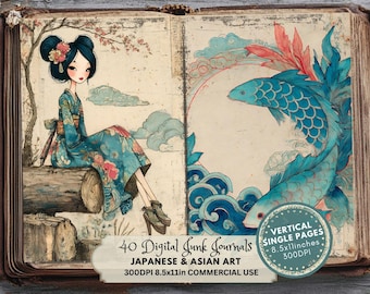 Páginas de diario basura japonés: Collage de efímeras asiáticas vintage (descarga digital)