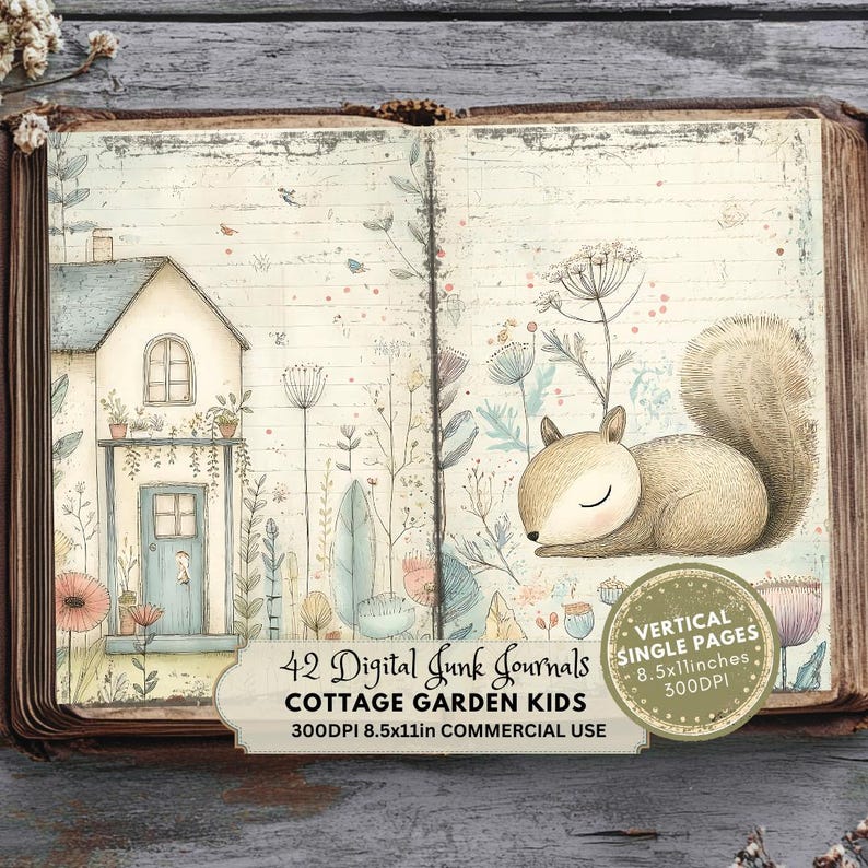 Cottage Garden Junk Journal Kit: Floral Meadow Ephemera Printable Pages ...