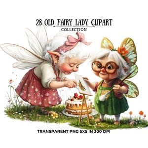 Stara Wróżka Clipart - Dziwaczne Letnie Babcie Obrazy - Zabawne Wakacyjne Grafiki do Cyfrowego Rzemiosła - Natychmiastowe Pobieranie - Zabawna Stara Wróżka Dama