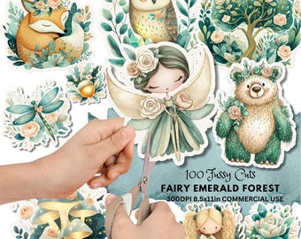 Fairy Fussy Cuts: Pegatinas efímeras del Bosque Esmeralda (Descarga digital)