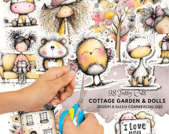 Fussy Cuts från Cottage Garden: Junk Journal Ephemera (digital nedladdning)