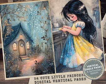 Kit de diario creativo de princesa: Elementos efímeros caprichosos, páginas de álbum de recortes, estilo fantasía (descarga digital)