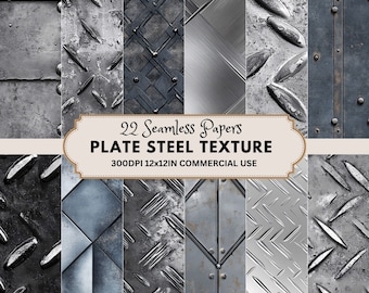 Diamond Plate Steel Texture: Seamless Metal Pattern Digital Paper (12x12 inches)