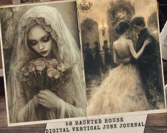 Diario de trastos de la casa embrujada: Páginas imprimibles de efímeras vintage (descarga digital)