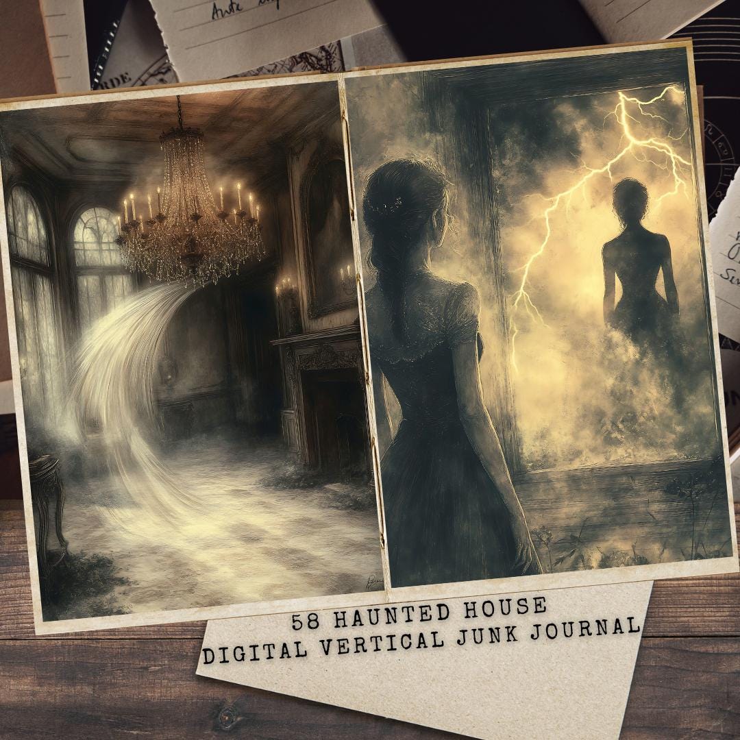 Haunted House Junk Journal: Vintage Printable Ephemera Pages (digital ...
