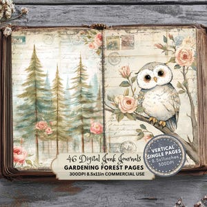 Diario de jardinería, páginas botánicas imprimibles, kit de álbum de recortes digital, efímeras vintage, decoración de jardinería, páginas de bosque verde