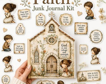 Faith Folio Kit, Jesus Printable Ephemera, Bible Verse Cards, Christian Paper Craft
