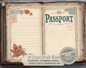 Passport Junk Journal Pages: Vintage Travel Ephemera, Lined Page for ID Cards (Digital Download)