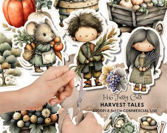 Harvest Fussy Cuts: Nature Fall Ephemera, Agriculture Stickers (Digital Download)