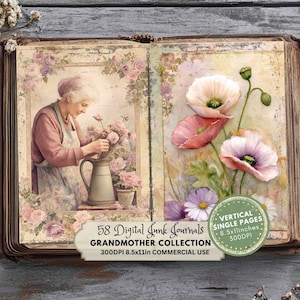 Kit de diario basura de la abuela, descarga digital vintage, materiales para diario, efímeras imprimibles para scrapbooking, colección de cocina de la abuela