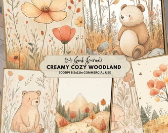 Kit de journal indésirable des animaux de la forêt : pages boisées de style dessinés à la main (téléchargement numérique, utilisation commerciale)