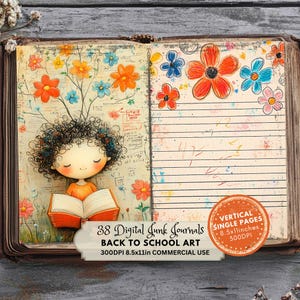 Back to School Junk Journal Kit: Printable Ephemera, Scrapbook Pages (Digital Download)