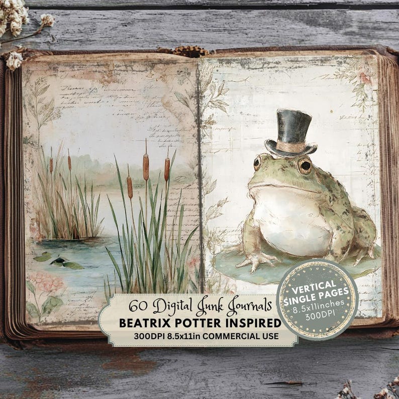 Beatrix Potter Inspired Junk Journal Pages: Vintage Countryside ...