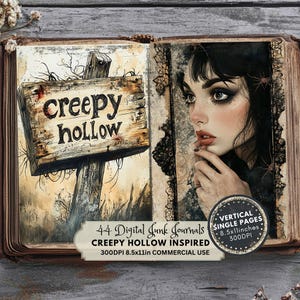 Sleepy Hollow Halloween Junk Journal Kit: Creepy Forest Ephemera (Digital Download)