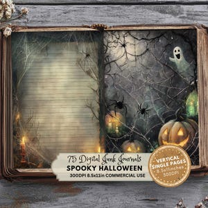Halloween Junk Journal Pages, Vintage Digital Ephemera for Spooky Scrapbooking, Printable Craft Kits, DIY Pages, Spooky Gothic Half Pages
