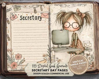 Secretary Day Junk Journal: Teachers Day Ephemera (Digital Download, Full Letter Size)