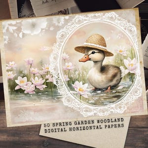 Spring Garden Woodland Animals | Floral Spring Garden Junk Journal | Printable Ephemera | Digital Scrapbook Kit for Creative Projects