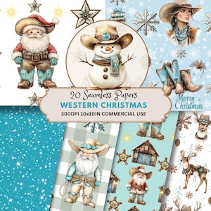 Western Weihnachten Musterdesign Digitales Papier | Türkis Weihnachten Coquette Bow | Kuh-Druck-Ornamente Printable Scrapbook Wallpaper PNG