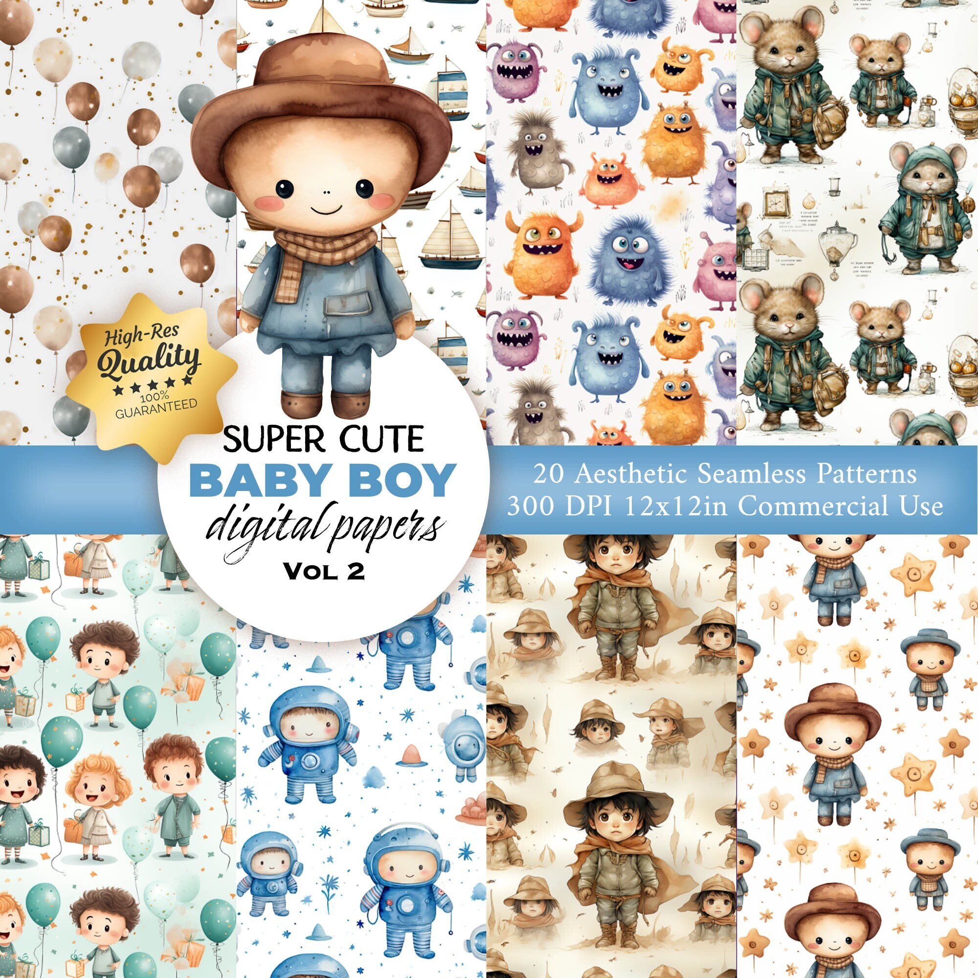 20 Baby Boy Nursery Room Printable Paper Seamless Pattern - Etsy