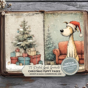 Diario di Natale per cani stampabile: pagine di album natalizi, stile disegno a mano (download digitale)
