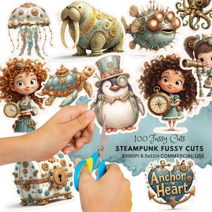 Steampunk Fussy Cuts: Printable Ephemera, Junk Journal Stickers (Digital Download)
