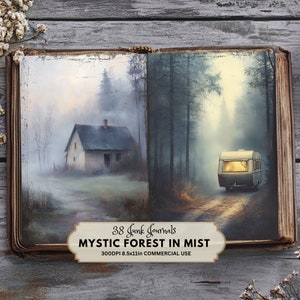 38 Druckbare Junk Journal Seiten Misty Fairy Forest Printable Wald Vintage Mini Album Digitales Scrapbook Verzauberten Wald Junk Journal