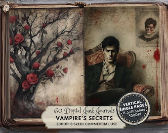 Printable Vampire Junk Journal Kit: Gothic Halloween Ephemera, Romantic Style (Digital Download)