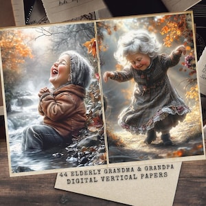 Lindo kit de diario basura de anciana / Páginas efímeras de abuelo / JPEG imprimibles / Descarga instantánea / Linda abuela anciana / Abuelo anciano
